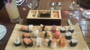 Sushi! Such a delight after weeks of eating the same thing